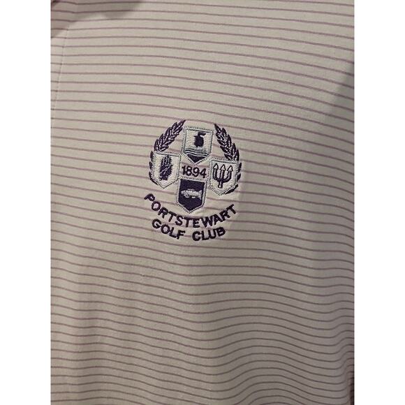 Peter Millar Seaside Wash Polo Shirt Mens Size XXL Striped Purple White - Picture 4 of 6